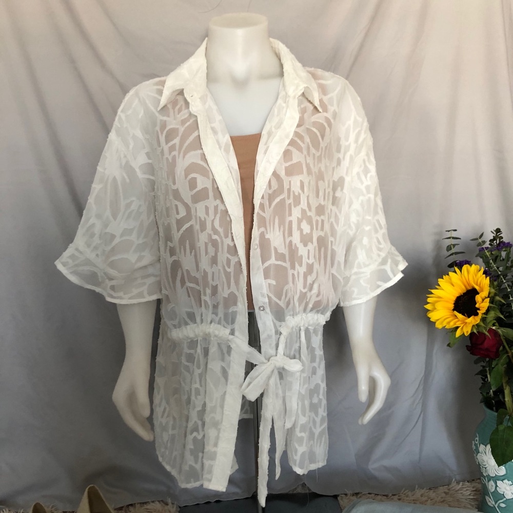 MARC NEW YORK SHEER FLORAL BLOUSE